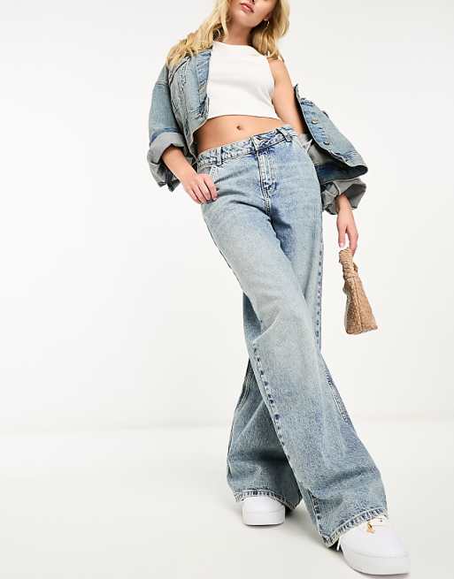 Mango wide leg slouchy denim jeans in washed blue | ASOS Mango wide leg slouchy denim jeans in washed blue | ASOS