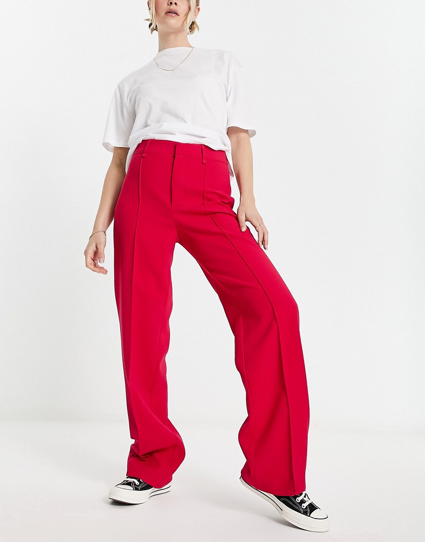 Mango wide leg tailored trousers in hot pink