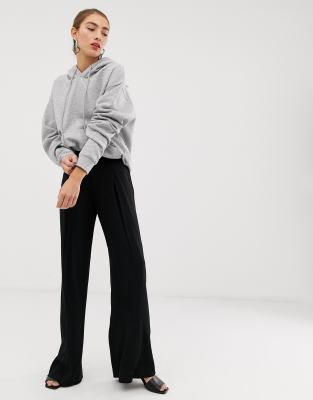 Mango wide leg trousers in Black | ASOS