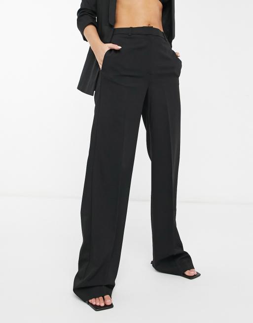 Mango wide leg trousers in black | ASOS