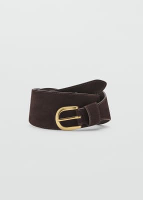 Mango Wide Suede Belt In Brown