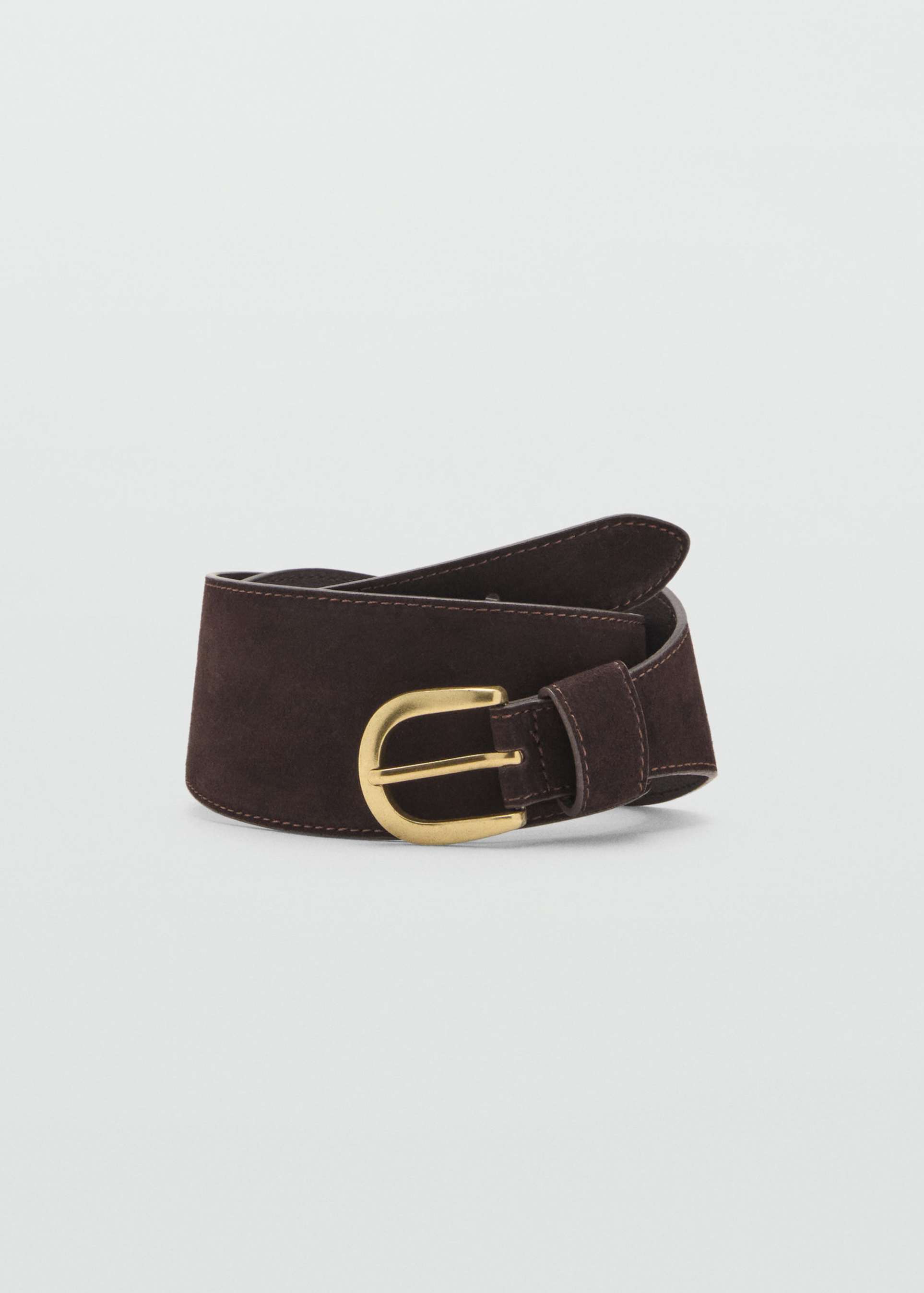mango wide suede belt in dark brown
