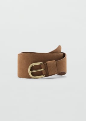 Mango Wide Suede Belt In Brown