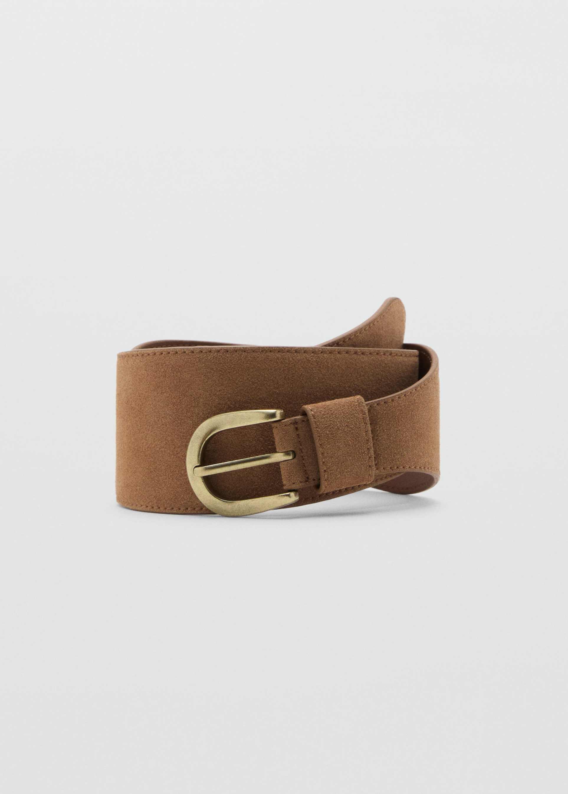 mango wide suede belt in tan