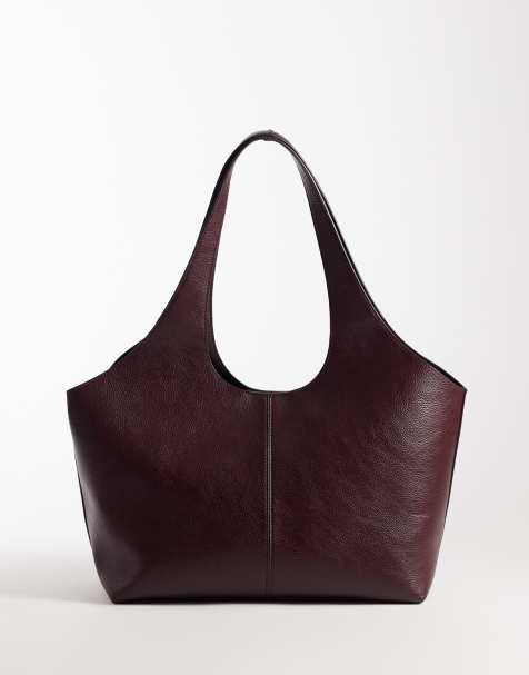 Mango – Wiśniowoczerwona minimalistyczna torba typu tote z imitacji skóry - view 1