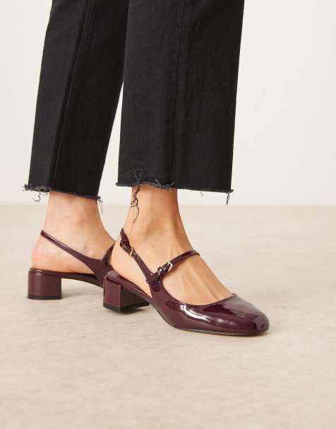 Mango – Wiśniowoczerwone buty typu Mary Jane na obcasach z paskiem za piętą - view 1