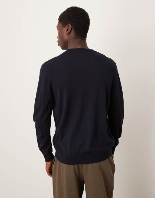 Mango - Wollen trui met ronde hals in marineblauw , 3 van 5