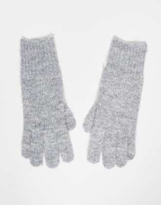 Mango - Wollmix-Handschuhe in Hellgrau