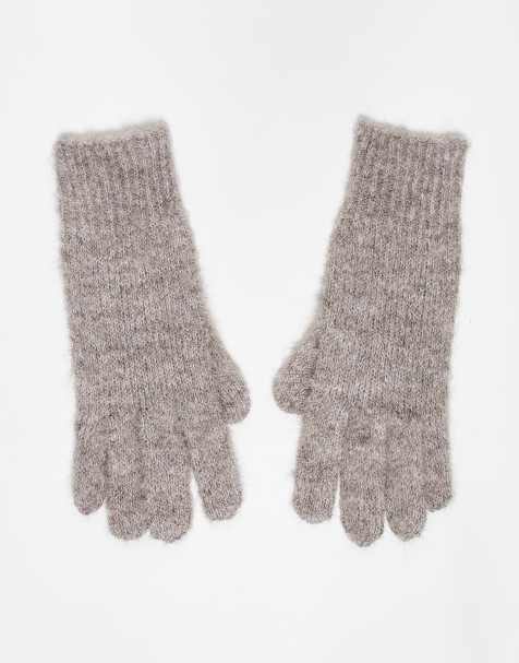 Mango – Wollmix-Handschuhe in Pilzbraun - view 1