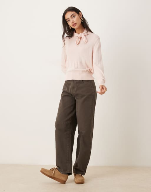 Mango – Wollmix-Pullover in Rosa mit Bindedetail am Ausschnitt, 4 von 4