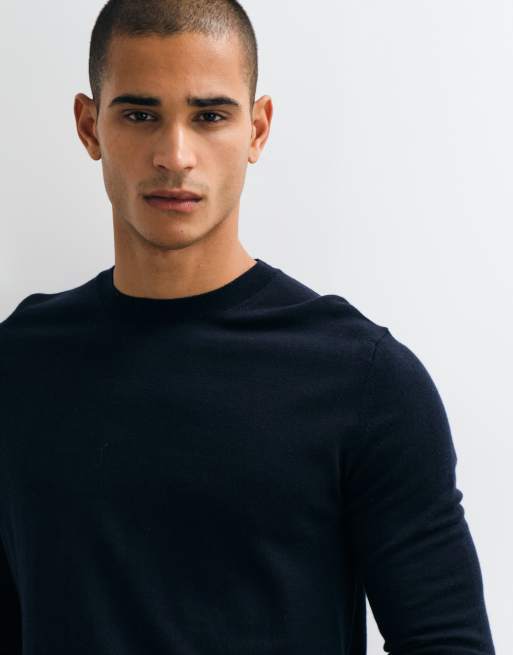 Mango wool look sweater in navy, 3 of 5