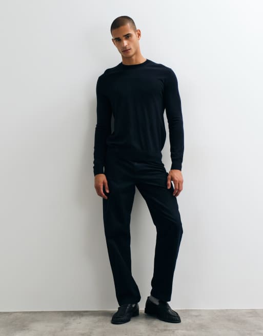 Mango wool look sweater in navy, 5 of 5