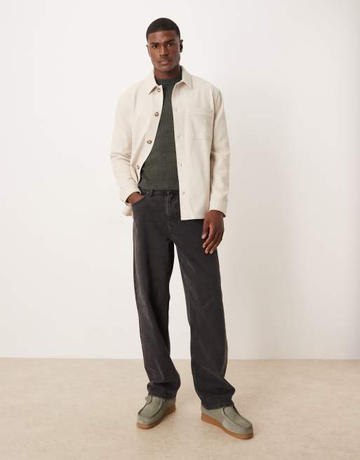 Mango wool look textured overshirt in cream, 2 of 5
