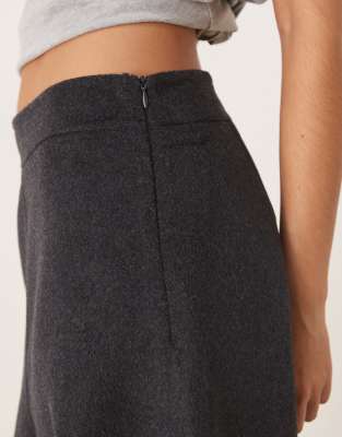 Mango Wool Mix Barrel Pants In Gray