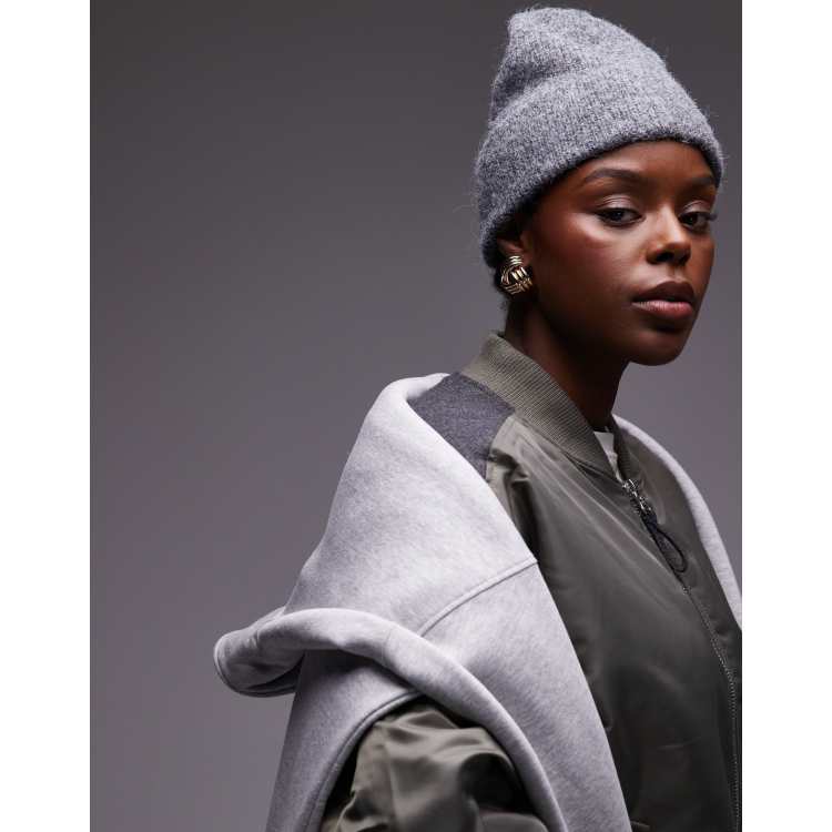 Mango wool mix beanie in grey | ASOS