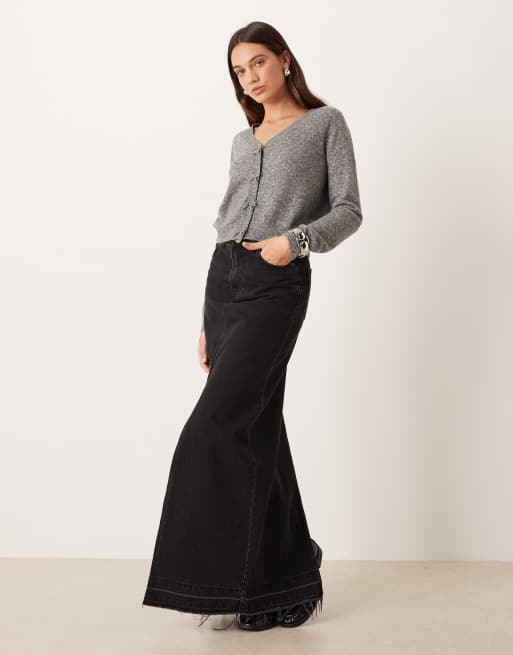 Mango wool mix bow detail cardigan in gray, 2 of 4
