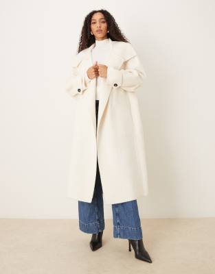 Mango Wool Mix Capsule Tailored Maxi Coat In White