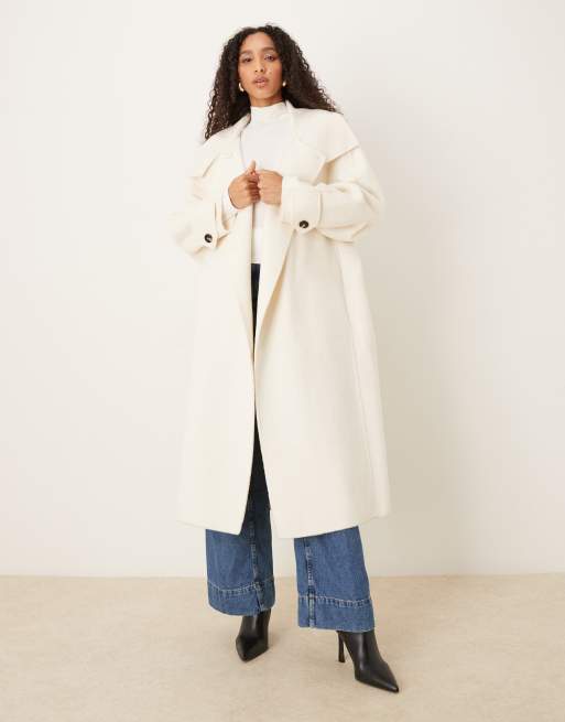Mango wool mix Capsule tailored maxi coat in winter white