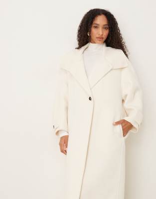 Mango Wool Mix Capsule Tailored Maxi Coat In White