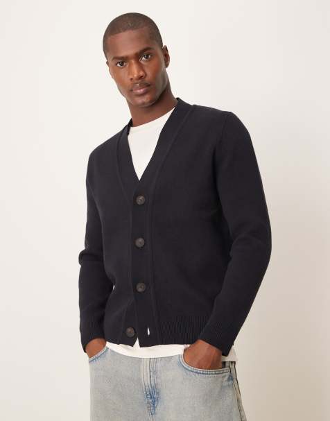 Mango wool mix cardigan in navy - view 1