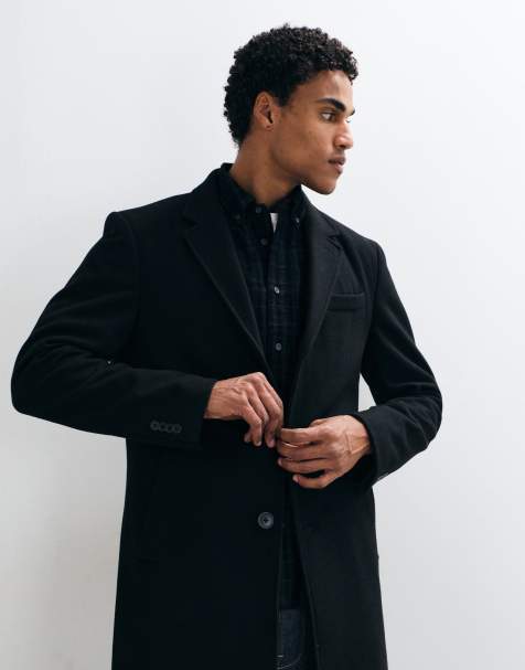 Mango wool mix classic tailored coat in black - view 1