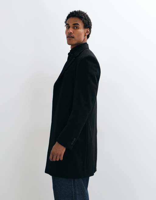 Mango wool mix classic tailored coat in black , 5 of 5