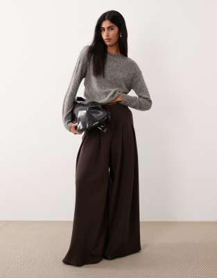 Mango Wool Mix Crew Neck Sweater In Brown