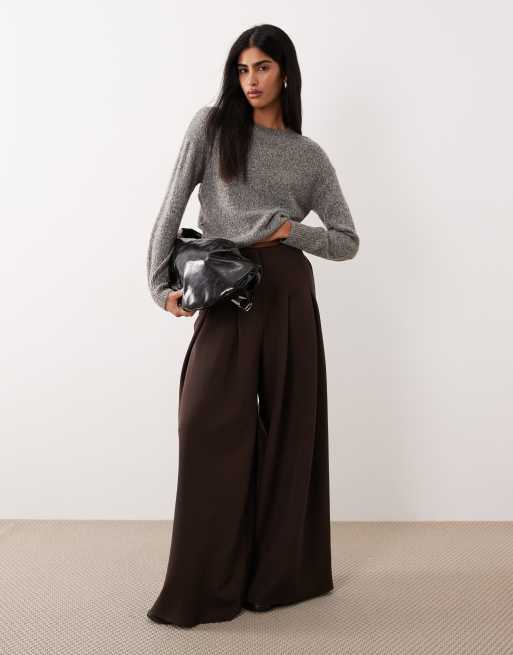 Mango wool mix crew neck sweater in brown and blue, 2 of 4
