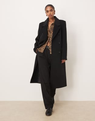 Mango Wool Mix Double Breasted Tailored Jacket In Black