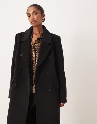 Mango Wool Mix Double Breasted Tailored Jacket In Black