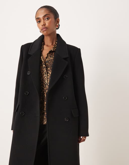 Mango wool mix double breasted tailored jacket in black, 2 of 4