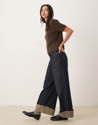 Mango Wool Mix Fluffy Short Sleeve Knit Top In Brown