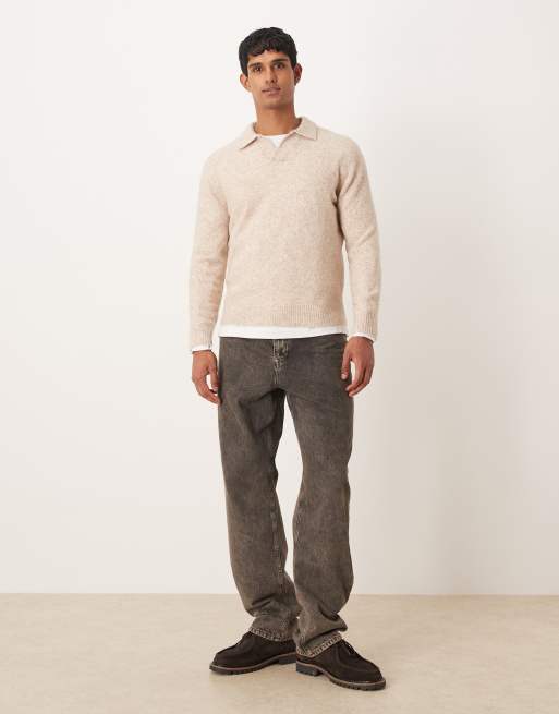 Mango wool mix knit polo shirt in ecru, 2 of 5
