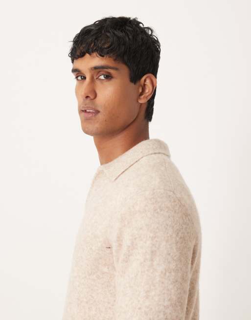 Mango wool mix knit polo shirt in ecru, 4 of 5