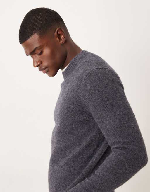 Mango wool mix knitted crew neck jumper in deep blue, 4 of 5