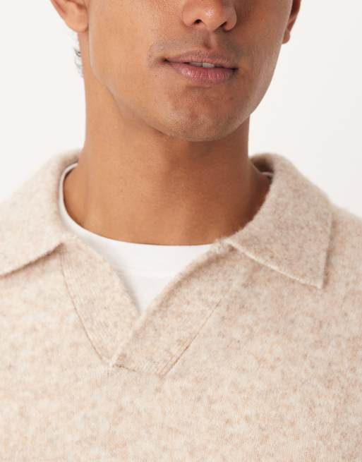 Mango wool mix knitted polo in ecru, 5 of 5