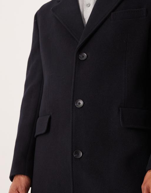 Mango wool mix long line coat in navy, 5 of 5