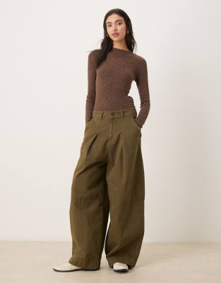 Mango Wool Mix Long Sleeve Ribbed Knit Top In Brown