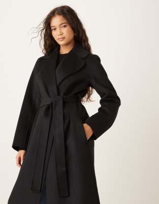 Mango Wool Mix Longline Tie Vest In Black