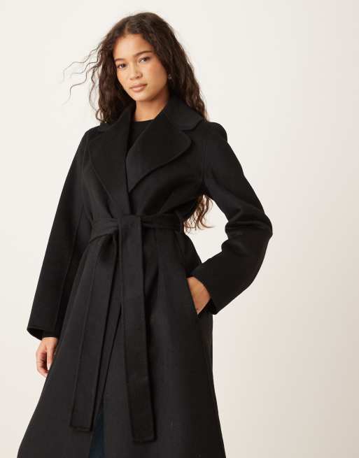 ブラック☆ビートル 様Ameri UND VEST SET WOOL COAT Mango wool mix longline tie vest in black | ASOS