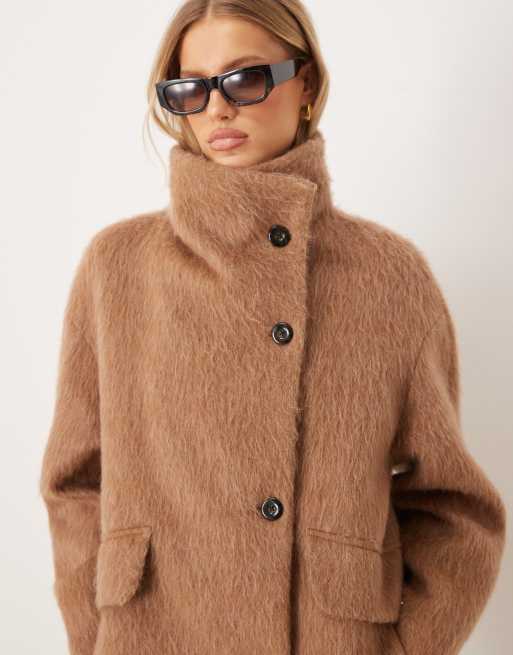 Mango wool mix oversized jacket in light brown, 2 of 4