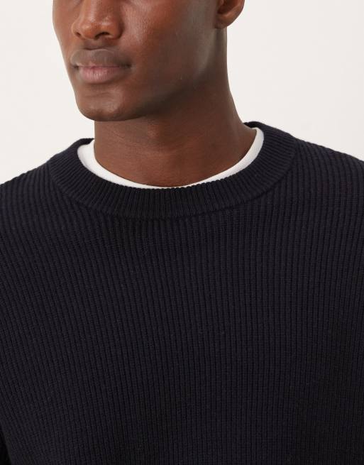Mango wool mix relaxed fit ribbed jumper in navy, 5 of 5
