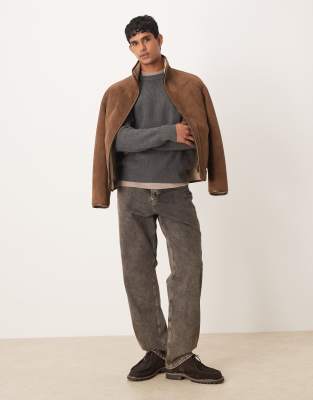 Mango Wool Mix Relaxed Fit Ribbed Sweater In Gray