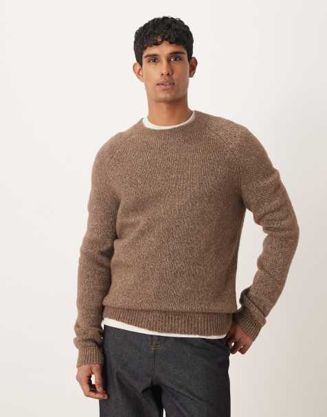 Mango wool mix salt and pepper jumper in mocha