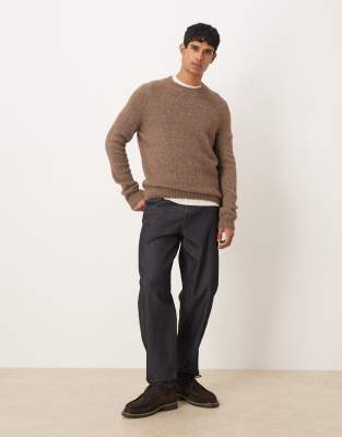 Mango Wool Mix Salt And Pepper Sweater In Brown