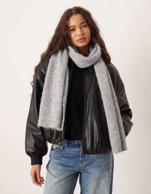 Mango Mango wool mix scarf in light grey