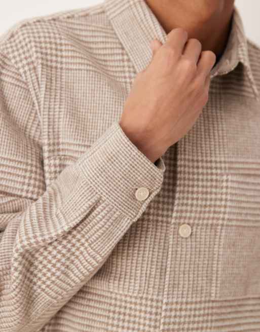 Mango wool mix shacket in beige check, 5 of 5