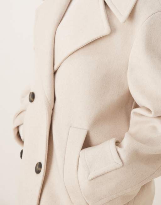 Mango wool mix short double breasted jacket in light gray, 4 of 4