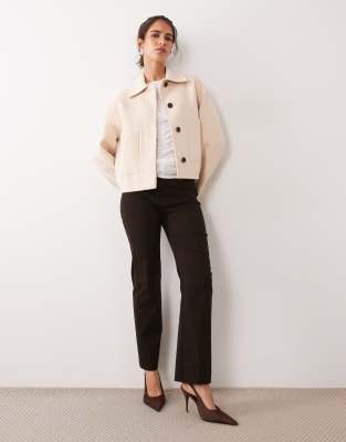 Mango Wool Mix Short Jacket In Neutral
