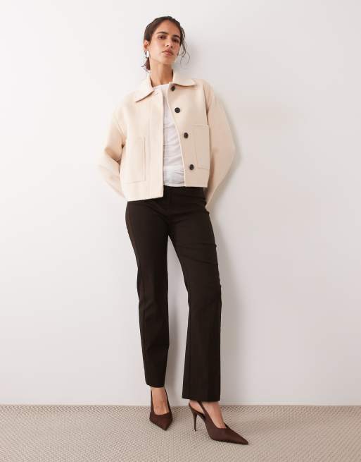 Mango wool mix short jacket in ecru, 2 of 4